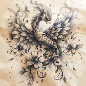 phoenix-symbol-of-eternity – tattoo design ideas free ai generated – realism-organic-structure – for-toe – Gallery: phoenix-inkby-ai