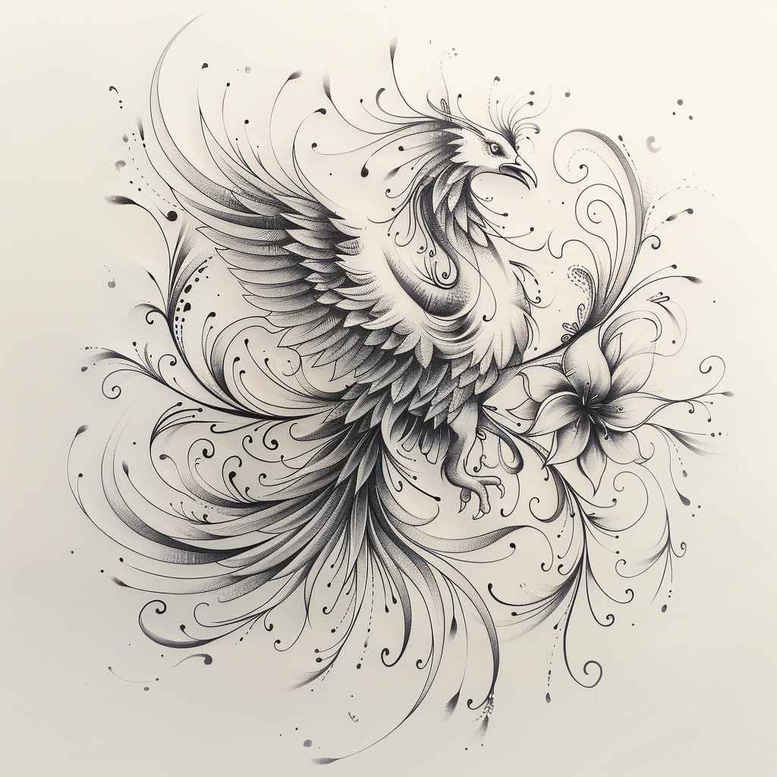 phoenix-symbol-of-rebirth – tattoo design ideas free ai generated – neotraditional-layered-fill – for-inner-arm – Gallery: phoenix-inkby-ai