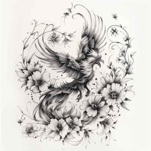 phoenix-symbol-of-strength – tattoo design ideas free ai generated – realism-illusion-of-depth – for-collarbone – Gallery: phoenix-inkby-ai