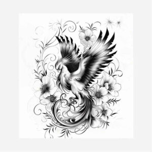 phoenix-symbol-of-transformation – tattoo design ideas free ai generated – neotraditional-clean-fill – for-lower-thigh – Gallery: phoenix-inkby-ai