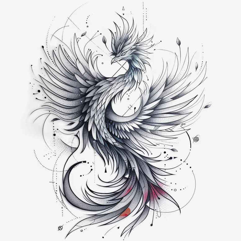 phoenix-symbol-of-transformation – tattoo design ideas free ai generated – neotraditional-clean-fill – for-upper-back – Gallery: phoenix-inkby-ai