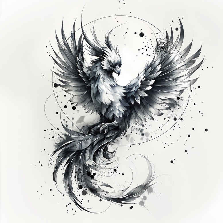 phoenix-symbol-of-transformation – tattoo design ideas free ai generated – realism-realistic-shadowing – for-fingers – Gallery: phoenix-inkby-ai