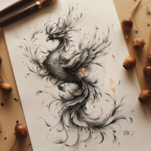 phoenix-tattoo – tattoo design ideas free ai generated – neotraditional-color-saturation – for-back-of-neck – Gallery: phoenix-inkby-ai