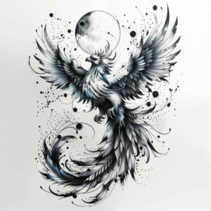 phoenix-with-3d-effect – tattoo design ideas free ai generated – realism-skin-texture – for-back-shoulder – Gallery: phoenix-inkby-ai