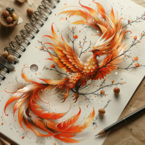 phoenix-with-abstract-pattern – tattoo design ideas free ai generated – surrealism-unreal – for-hand – Gallery: phoenix-inkby-ai