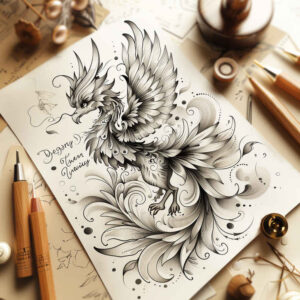 phoenix-with-ashes – tattoo design ideas free ai generated – realism-sharp-focus – for-side – Gallery: phoenix-inkby-ai