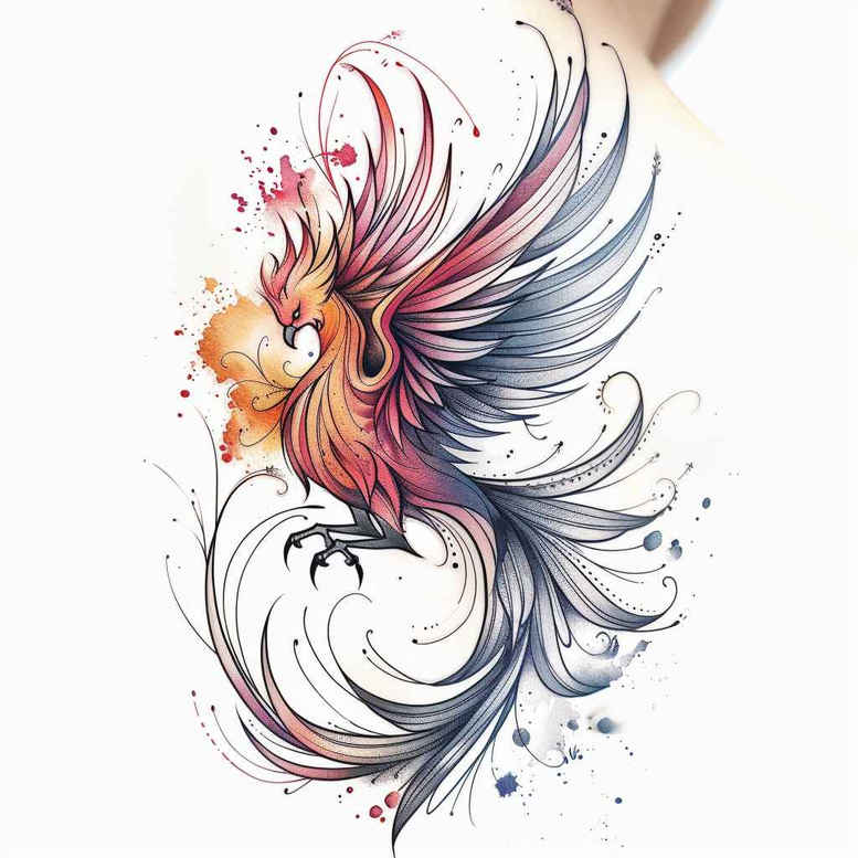 phoenix-with-detail – tattoo design ideas free ai generated – neotraditional-decorative-detail – for-lower-arm – Gallery: phoenix-inkby-ai