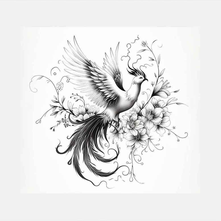 phoenix-with-detail – tattoo design ideas free ai generated – surrealism-melting-forms – for-fingers – Gallery: phoenix-inkby-ai