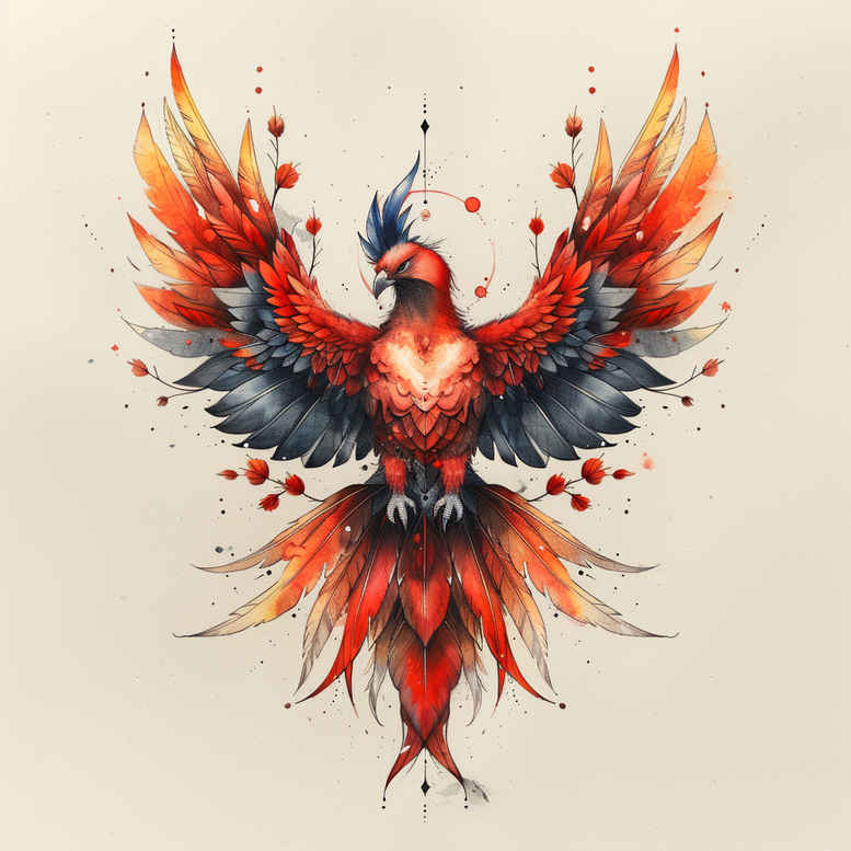 phoenix-with-energy – tattoo design ideas free ai generated – neotraditional-modern-twist – for-palm – Gallery: phoenix-inkby-ai