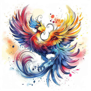 phoenix-with-energy-motif – tattoo design ideas free ai generated – neotraditional-artistic-contrast – for-side-torso – Gallery: phoenix-inkby-ai