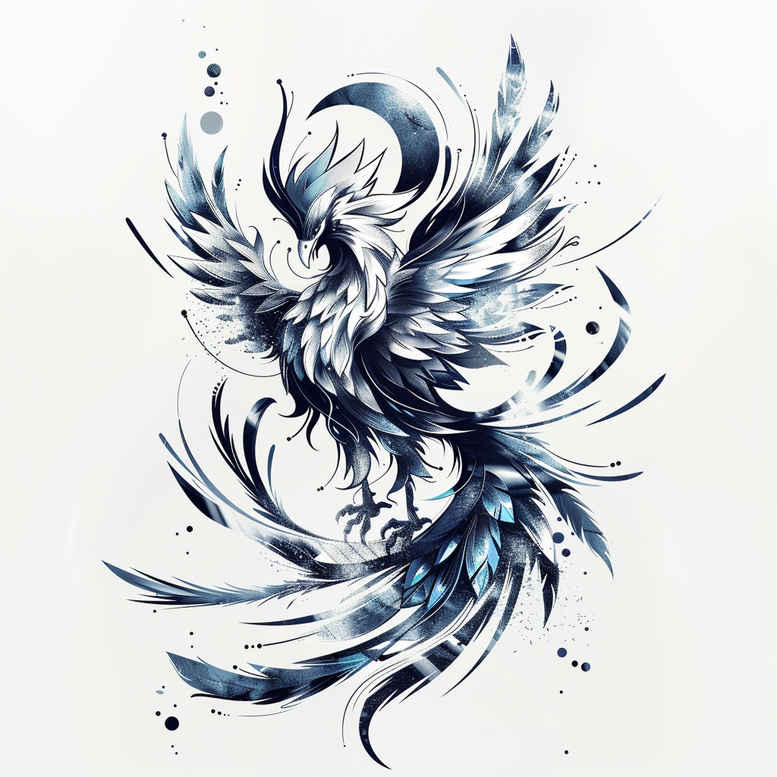 phoenix-with-energy-motif – tattoo design ideas free ai generated – realism-natural-finish – for-ribs – Gallery: phoenix-inkby-ai