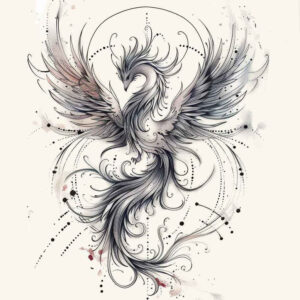 phoenix-with-expression – tattoo design ideas free ai generated – realism-realistic-lighting – for-lower-thigh – Gallery: phoenix-inkby-ai