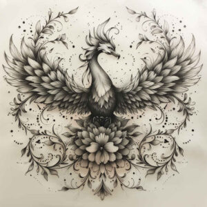 phoenix-with-feathers – tattoo design ideas free ai generated – neotraditional-refined-color-palette – for-lower-leg – Gallery: phoenix-inkby-ai