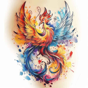 phoenix-with-feathers – tattoo design ideas free ai generated – realism-moist-effect – for-upper-chest – Gallery: phoenix-inkby-ai
