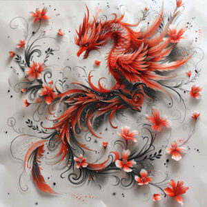 phoenix-with-feathers – tattoo design ideas free ai generated – realism-precise-gradient – for-upper-back – Gallery: phoenix-inkby-ai