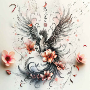 phoenix-with-fire-and-light – tattoo design ideas free ai generated – realism-natural-blush – for-lower-leg – Gallery: phoenix-inkby-ai