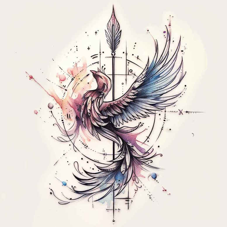 phoenix-with-fire-motif – tattoo design ideas free ai generated – neotraditional-defined-outlines – for-wrist – Gallery: phoenix-inkby-ai