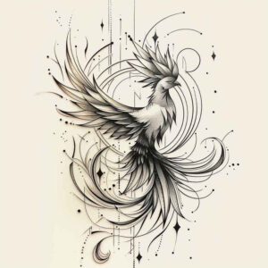 phoenix-with-fire-motif – tattoo design ideas free ai generated – realism-depth-realism – for-collarbone – Gallery: phoenix-inkby-ai