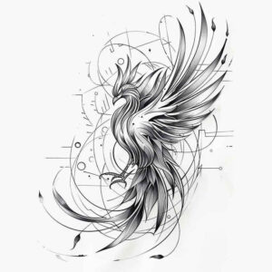 phoenix-with-fire-motif – tattoo design ideas free ai generated – realism-sharp-focus – for-back – Gallery: phoenix-inkby-ai