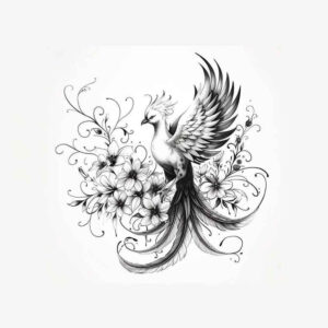 phoenix-with-fire-motif – tattoo design ideas free ai generated – surrealism-disorienting – for-shin – Gallery: phoenix-inkby-ai