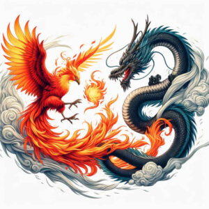 phoenix-with-flames – tattoo design ideas free ai generated – realism-realistic-movement – for-knee – Gallery: phoenix-inkby-ai