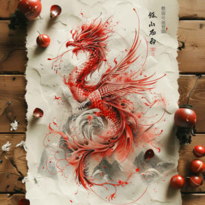 phoenix-with-flowing-lines – tattoo design ideas free ai generated – neotraditional-enhanced-shading – for-lower-chest – Gallery: phoenix-inkby-ai