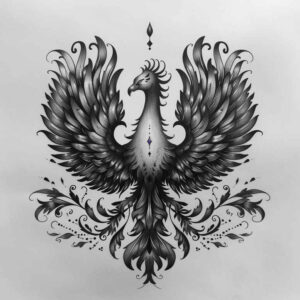 phoenix-with-flowing-lines – tattoo design ideas free ai generated – neotraditional-refined-lines – for-side-torso – Gallery: phoenix-inkby-ai