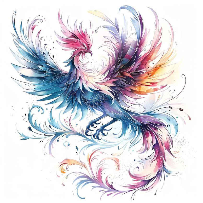 phoenix-with-life-symbol – tattoo design ideas free ai generated – neotraditional-refined-lines – for-ankle – Gallery: phoenix-inkby-ai
