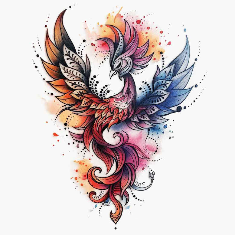 phoenix-with-life-symbol – tattoo design ideas free ai generated – neotraditional-refined-lines – for-foot – Gallery: phoenix-inkby-ai