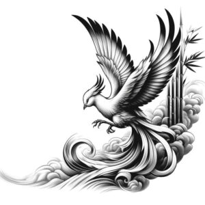 phoenix-with-life-symbol – tattoo design ideas free ai generated – realism-ink-realism – for-back-of-neck – Gallery: phoenix-inkby-ai