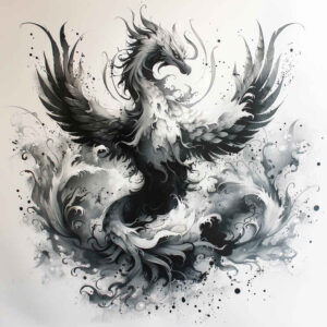 phoenix-with-life-symbol – tattoo design ideas free ai generated – surrealism-unconscious-imagery – for-thigh – Gallery: phoenix-inkby-ai