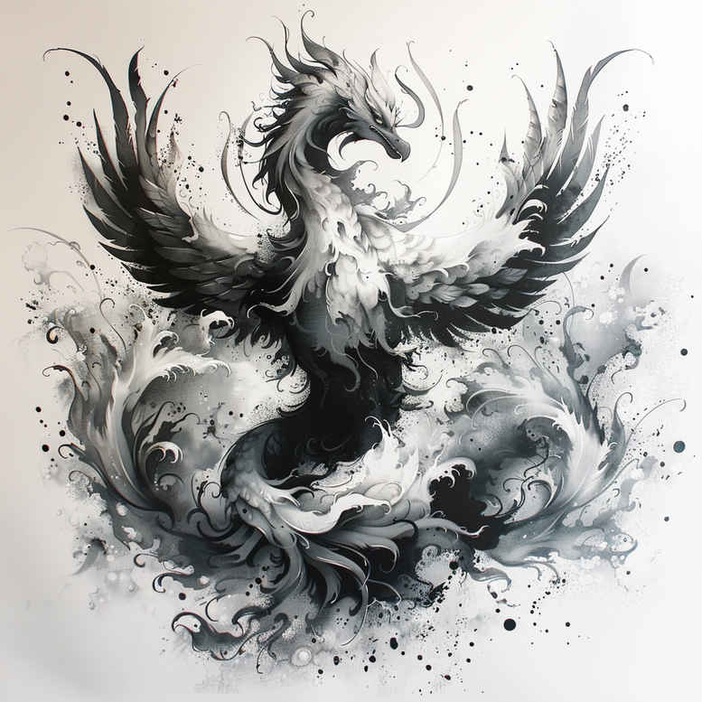phoenix-with-life-symbol – tattoo design ideas free ai generated – surrealism-unconscious-imagery – for-thigh – Gallery: phoenix-inkby-ai