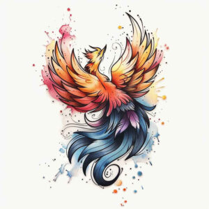 phoenix-with-lines – tattoo design ideas free ai generated – realism-natural-finish – for-stomach – Gallery: phoenix-inkby-ai