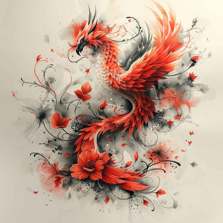 phoenix-with-lines – tattoo design ideas free ai generated – realism-subtle-saturation – for-inner-arm – Gallery: phoenix-inkby-ai