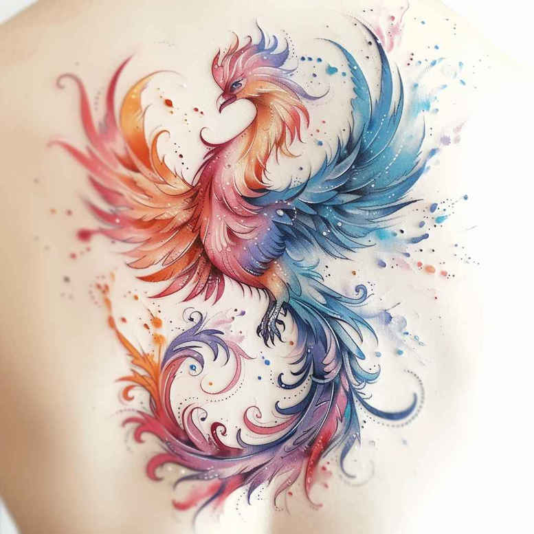 phoenix-with-lines – tattoo design ideas free ai generated – surrealism-dynamic-shapes – for-forearm – Gallery: phoenix-inkby-ai