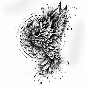 phoenix-with-lines – tattoo design ideas free ai generated – surrealism-imaginative – for-ribs – Gallery: phoenix-inkby-ai