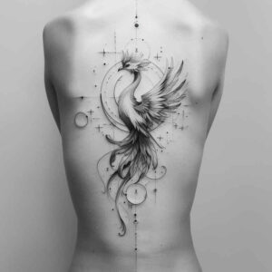 phoenix-with-lines – tattoo design ideas free ai generated – surrealism-timeless – for-shin – Gallery: phoenix-inkby-ai