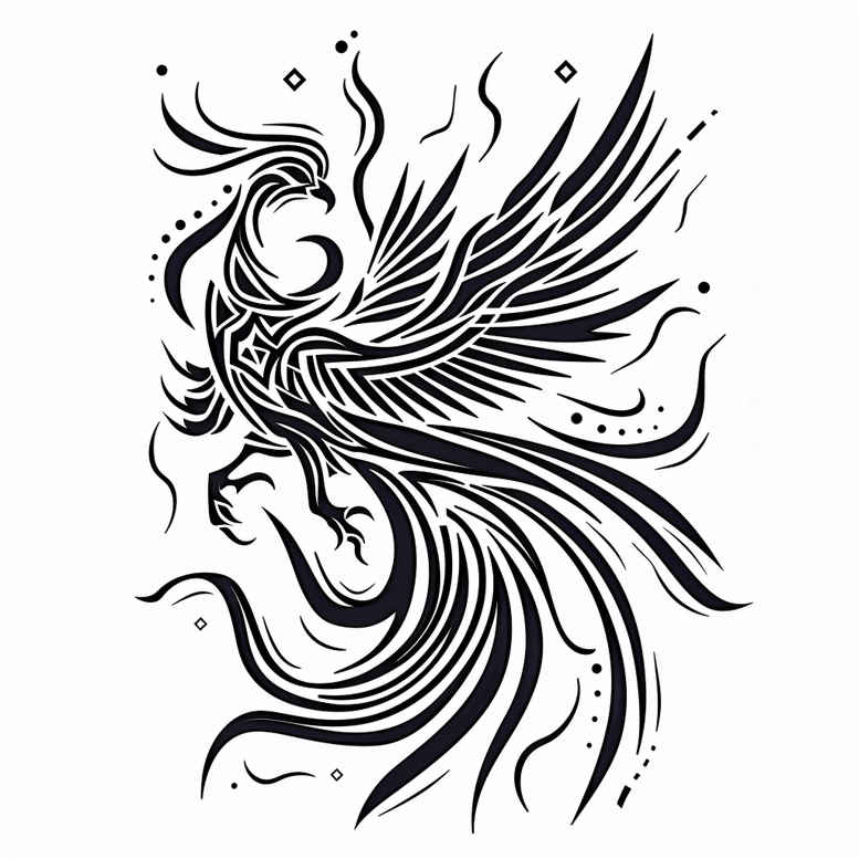 phoenix-with-mystical-symbol – tattoo design ideas free ai generated – surrealism-enigmatic-light – for-lower-back – Gallery: phoenix-inkby-ai