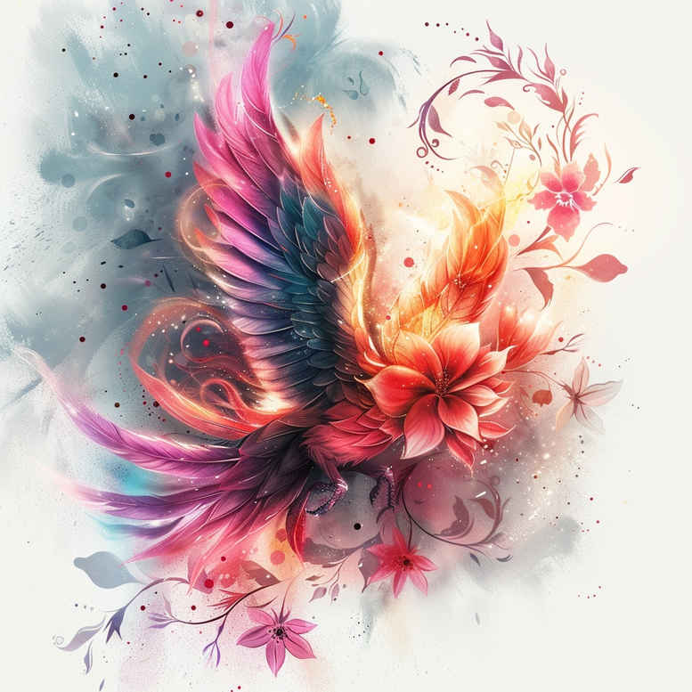 phoenix-with-organic-lines – tattoo design ideas free ai generated – realism-dynamic-shadows – for-nape – Gallery: phoenix-inkby-ai