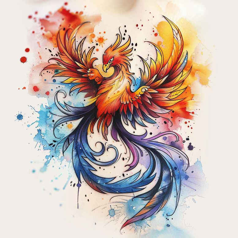 phoenix-with-organic-lines – tattoo design ideas free ai generated – realism-naturalistic – for-fingers – Gallery: phoenix-inkby-ai
