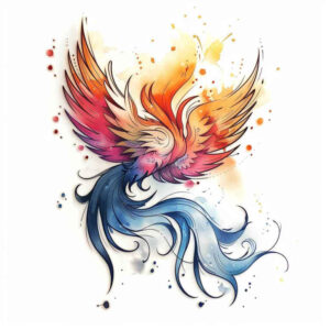 phoenix-with-ornament – tattoo design ideas free ai generated – neotraditional-contoured-forms – for-abdomen – Gallery: phoenix-inkby-ai