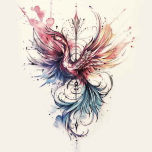 phoenix-with-ornament – tattoo design ideas free ai generated – surrealism-ethereal-textures – for-full-back – Gallery: phoenix-inkby-ai