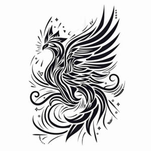 phoenix-with-ornament – tattoo design ideas free ai generated – surrealism-hallucinogenic – for-forearm – Gallery: phoenix-inkby-ai