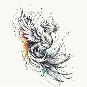 phoenix-with-ornamental-details – tattoo design ideas free ai generated – surrealism-phantasmagoric – for-outer-arm – Gallery: phoenix-inkby-ai