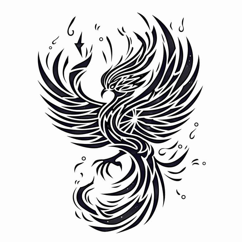 phoenix-with-ornamentation – tattoo design ideas free ai generated – neotraditional-bold-highlights – for-upper-shoulder – Gallery: phoenix-inkby-ai