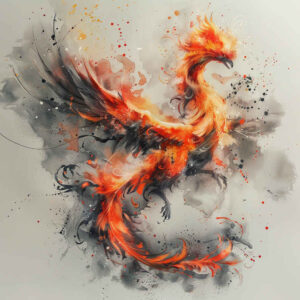 phoenix-with-shading – tattoo design ideas free ai generated – neotraditional-expressive-lines – for-calf – Gallery: phoenix-inkby-ai