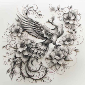 phoenix-with-shading – tattoo design ideas free ai generated – neotraditional-layered-fill – for-abdomen – Gallery: phoenix-inkby-ai