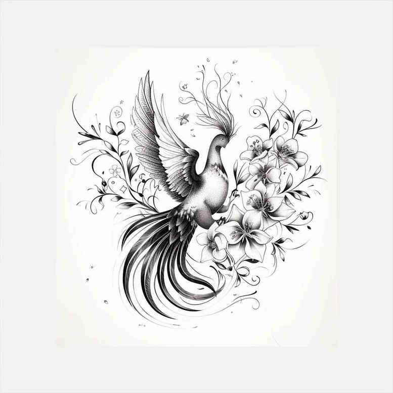 phoenix-with-shading – tattoo design ideas free ai generated – neotraditional-textural-detail – for-outer-arm – Gallery: phoenix-inkby-ai
