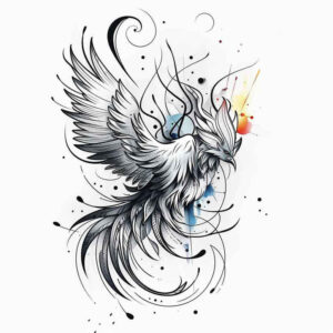phoenix-with-shading – tattoo design ideas free ai generated – surrealism-mysterious – for-sternum – Gallery: phoenix-inkby-ai