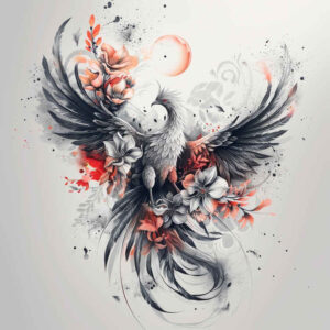 phoenix-with-shadow-and-light – tattoo design ideas free ai generated – neotraditional-modern-classic – for-side-torso – Gallery: phoenix-inkby-ai